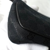 グッチ GGキャンバス / レザー ミニ ハンドバッグ アクセサリーポーチ ブラック - NEWSED