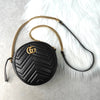 Gucci GG Marmont Leather Heart Round Chain Shoulder Bag Black