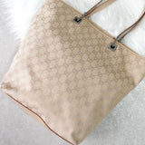 グッチ GGキャンバス / レザー トートバッグ ベージュ - NEWSED