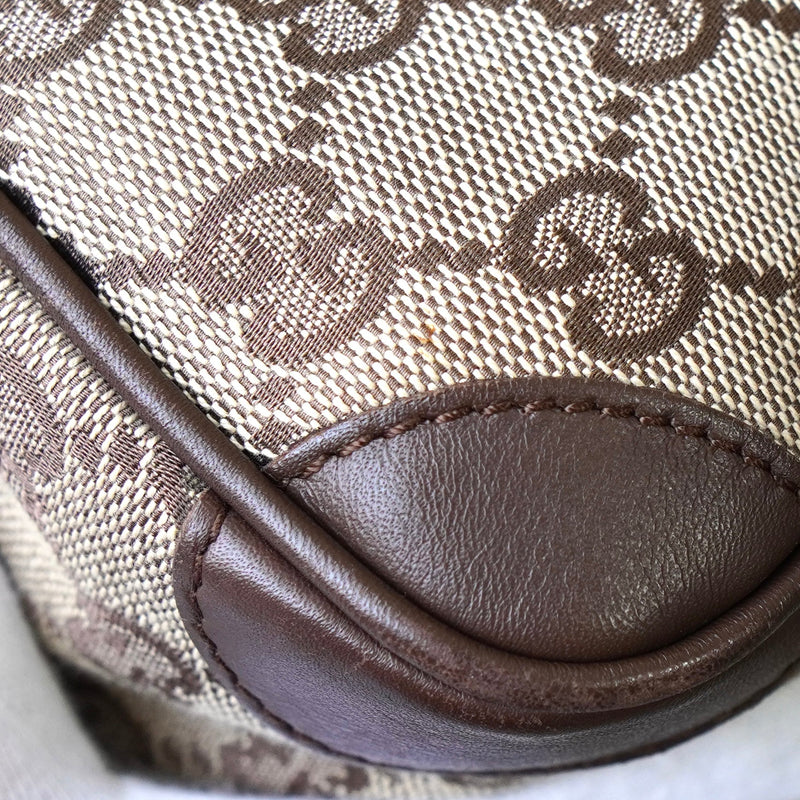 グッチ GGキャンバス / レザー ハンドバッグ ミニボストンバッグ 肩掛け ブラウン - NEWSED