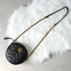 Gucci GG Marmont Leather Heart Round Chain Shoulder Bag Black
