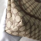 グッチ シェリーライン GGスプリーム / レザー トートバッグ ブラウン - NEWSED