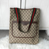 グッチ シェリーライン GGスプリーム / レザー トートバッグ ブラウン - NEWSED