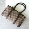 グッチ GGキャンバス / レザー ハンドバッグ ミニボストンバッグ 肩掛け ブラウン