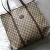 Gucci GG Supreme / Brown Leather Tote Bag