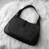 グッチ ジャッキー GGデニム / レザー ワンショルダーバッグ ブラック - NEWSED