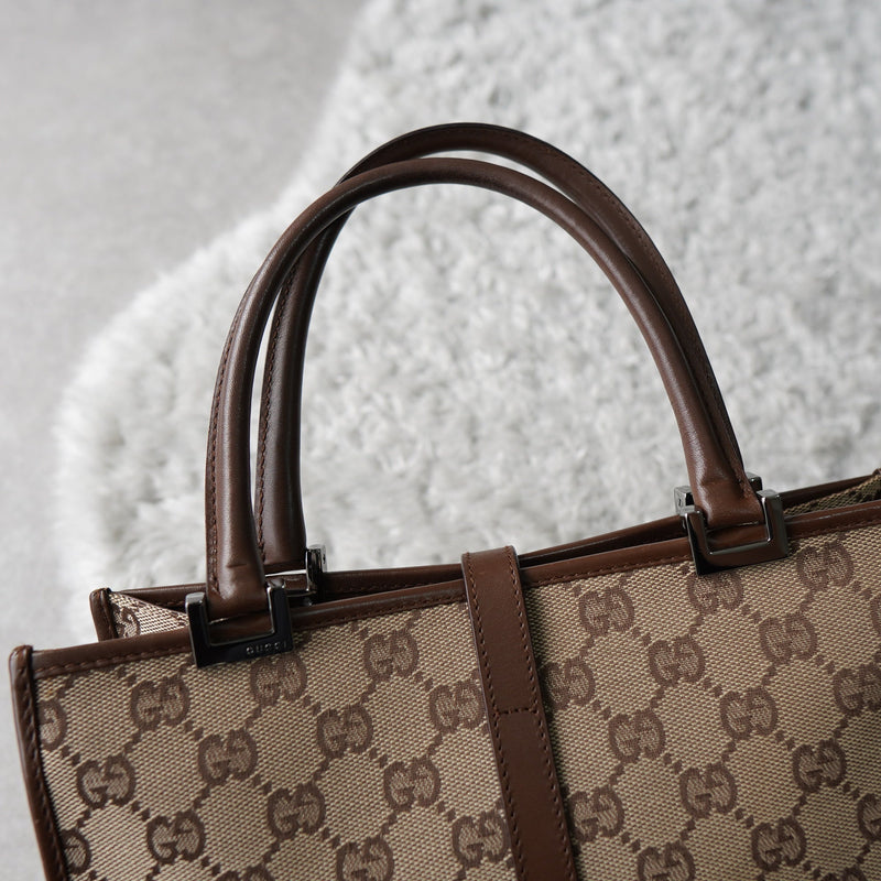 Gucci GGパターン ハンドバッグ ベージュ/ブラウン Gucci GGパターン ハンドバッグ ブラウン/ベージュ ジャッキー 【公式