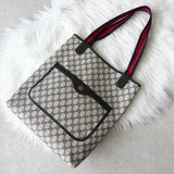 オールド グッチ シェリーライン GGスプリーム トートバッグ ホワイト / ネイビー - NEWSED