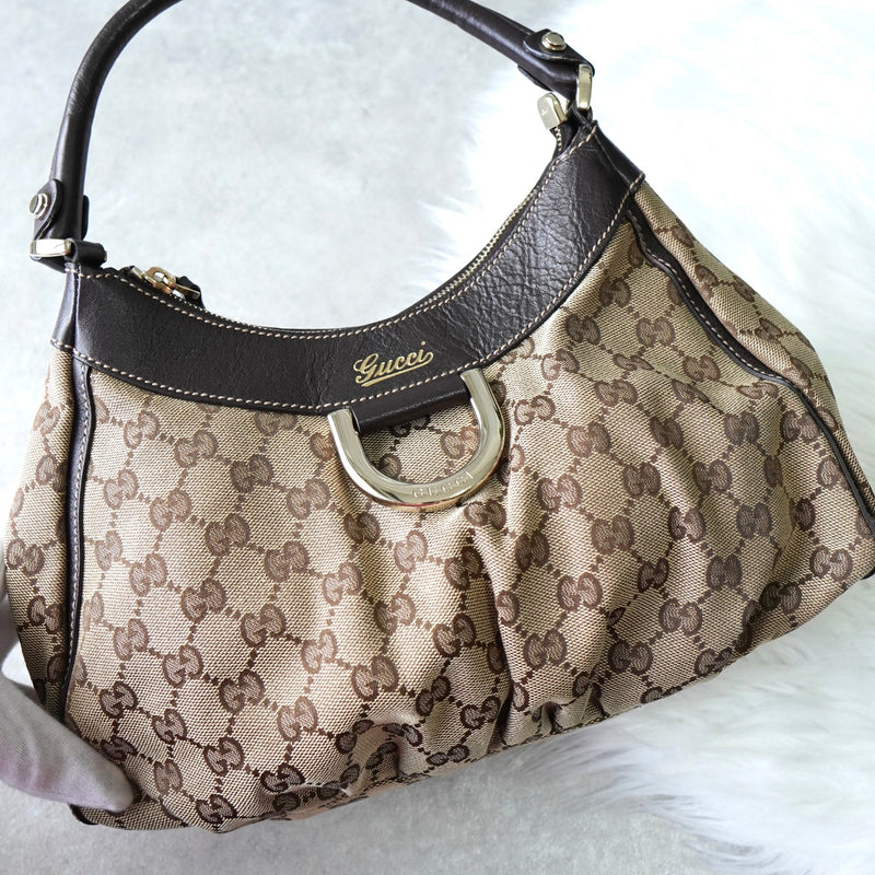 グッチ アビー GGキャンバス / レザー ワンショルダーバッグ ブラウン - NEWSED
