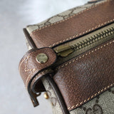 オールド グッチ シェリーライン GGスプリーム / レザー ボストンバッグ ベージュ - NEWSED