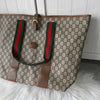 グッチ シェリーライン GGプラス / レザー トートバッグ ブラウン