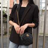 グッチ GGマーモント サークル ハート レザー チェーン ショルダーバッグ ブラック - NEWSED