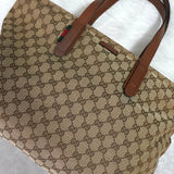 グッチ GGキャンバス / レザー トートバッグ ブラウン - NEWSED