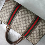 オールド グッチ シェリーライン GGスプリーム / レザー ボストンバッグ ベージュ - NEWSED