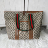 グッチ シェリーライン GGプラス / レザー トートバッグ ブラウン - NEWSED