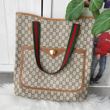 オールド グッチ シェリーライン GGプラス / レザー トートバッグ ベージュ - NEWSED