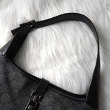 グッチ ジャッキー GGデニム / レザー ワンショルダーバッグ ブラック - NEWSED