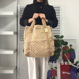 グッチ GGキャンバス / レザー トートバッグ ベージュ / ゴールド - NEWSED