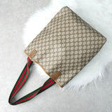 オールド グッチ シェリーライン GGスプリーム レザー トートバッグ ベージュ - NEWSED