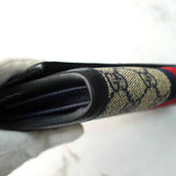 グッチ オフィディア シェリーライン GGスプリーム / レザー 二つ折り財布 ベージュ ネイビー - NEWSED