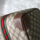 オールド グッチ シェリーライン GGスプリーム / レザー ボストンバッグ ベージュ - NEWSED