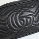グッチ GGマーモント レザー チェーン ショルダーバッグ ブラック - NEWSED