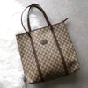 Gucci GG Supreme / Brown Leather Tote Bag