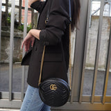 グッチ GGマーモント サークル ハート レザー チェーン ショルダーバッグ ブラック - NEWSED