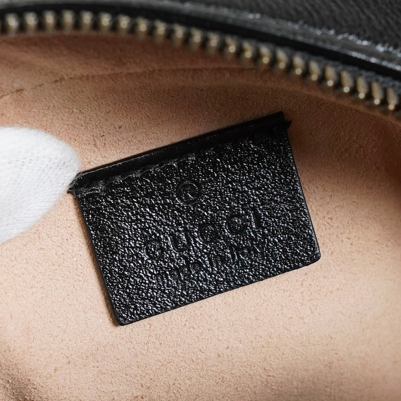 グッチ GGマーモント サークル ハート レザー チェーン ショルダーバッグ ブラック - NEWSED