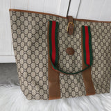 グッチ シェリーライン GGプラス / レザー トートバッグ ブラウン - NEWSED