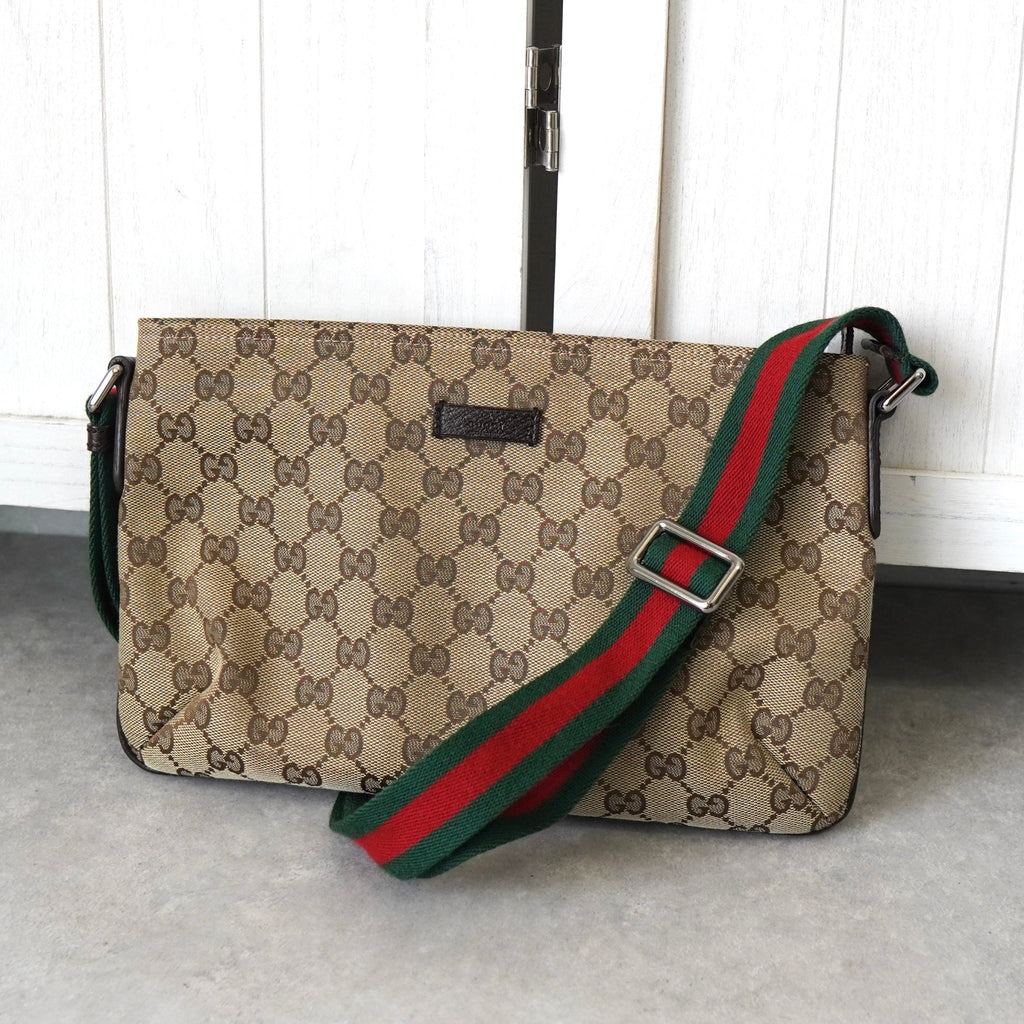 グッチ シェリーライン GGキャンバス ショルダーバッグ ベージュ