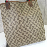 グッチ シェリー GGスプリーム / レザー トートバッグ ブラウン - NEWSED