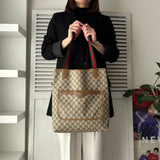 オールド グッチ シェリーライン GGスプリーム レザー トートバッグ ベージュ - NEWSED