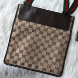 グッチ シェリーライン GGキャンバス / レザー ショルダーバッグ ブラウン - NEWSED