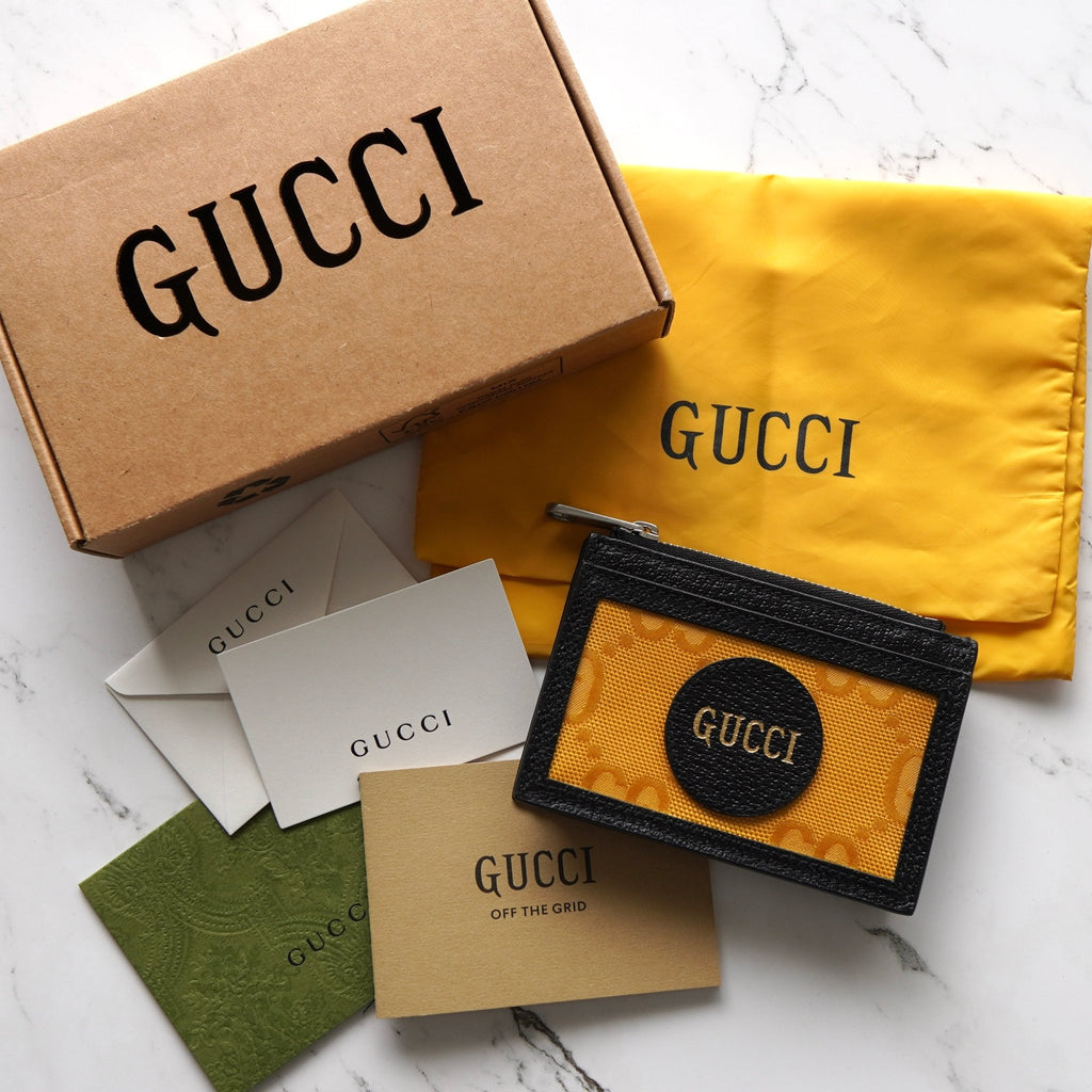 グッチ オフザグリッド GGキャンバス/レザー フラグメントケース イエロー/ブラック
