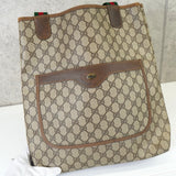 グッチ シェリー GGスプリーム / レザー トートバッグ ブラウン - NEWSED