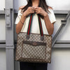 Gucci Sherry GG Supreme / 皮革托特包 棕色