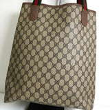 グッチ シェリー GGスプリーム / レザー トートバッグ ブラウン - NEWSED