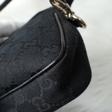 グッチ GGキャンバス / レザー ミニ ハンドバッグ アクセサリーポーチ ブラック - NEWSED