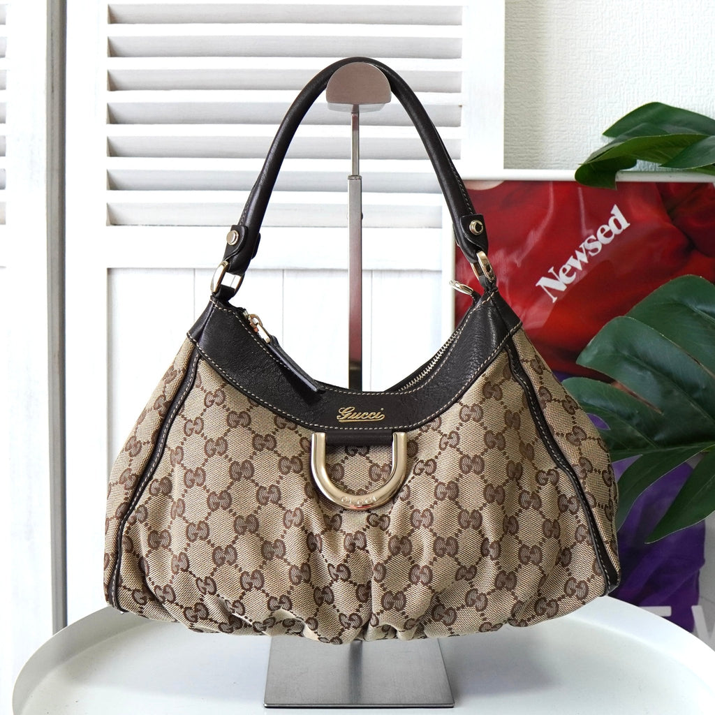 GUCCI GGキャンバスレザーショルダーバッグワンショルダーバッグ茶