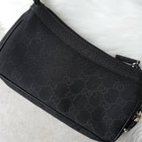 グッチ GGキャンバス / レザー ミニ ハンドバッグ アクセサリーポーチ ブラック - NEWSED