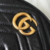 Gucci GG Marmont Leather Heart Round Chain Shoulder Bag Black