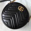 Gucci GG Marmont Leather Heart Round Chain Shoulder Bag Black