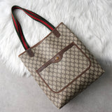 オールド グッチ シェリーライン GGスプリーム トートバッグ ブラウン - NEWSED