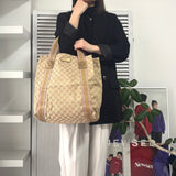 グッチ GGキャンバス / レザー トートバッグ ベージュ / ゴールド - NEWSED