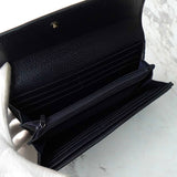 グッチ オフィディア シェリーライン GGスプリーム / レザー 二つ折り財布 ベージュ ネイビー - NEWSED