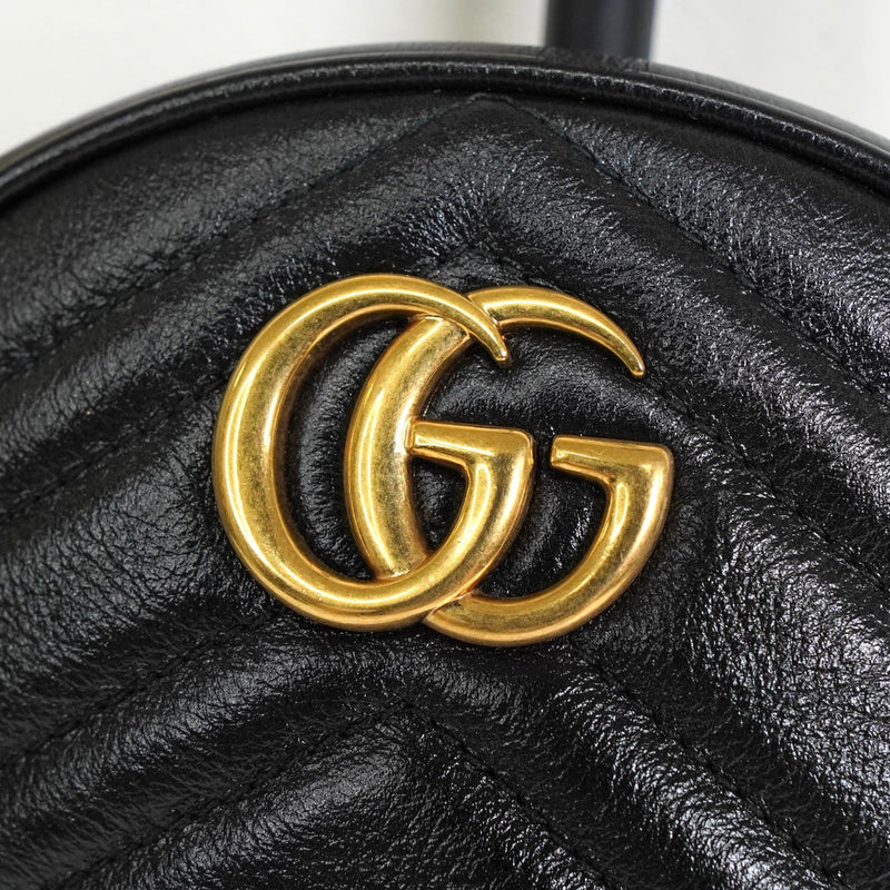 グッチ GGマーモント サークル ハート レザー チェーン ショルダーバッグ ブラック - NEWSED