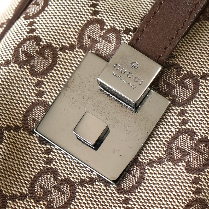 グッチ GGキャンバス / レザー ハンドバッグ ミニボストンバッグ 肩掛け ブラウン - NEWSED