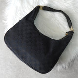 グッチ ホースビット GGキャンバス / レザー ワンショルダーバッグ ブラック - NEWSED