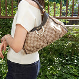 グッチ アビー GGキャンバス / レザー ワンショルダーバッグ ブラウン - NEWSED